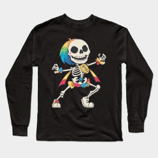 Rainbow dancing skeleton Long Sleeve T-Shirt